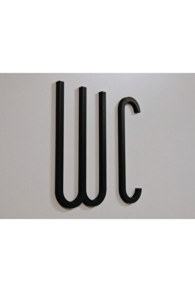 vetria Minimal Modern WC Kapı Tabelası – 3D Baskı Siyah Tuvalet İşareti | Dek...