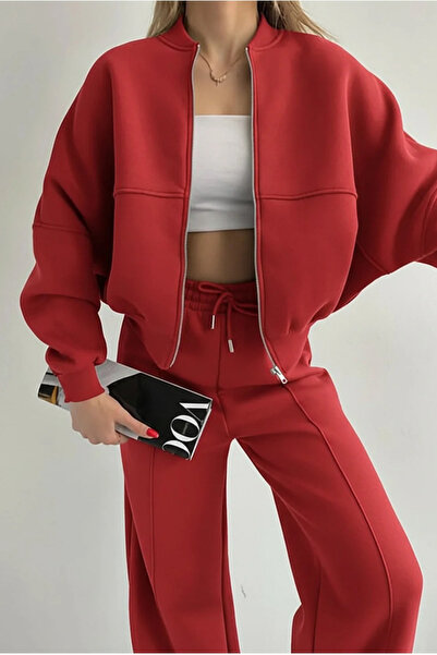 BARLİZ Γυναικείο Σετ Μπουφάν Bomber με Σχέδιο Τάσης με Τάσεις Τάσης