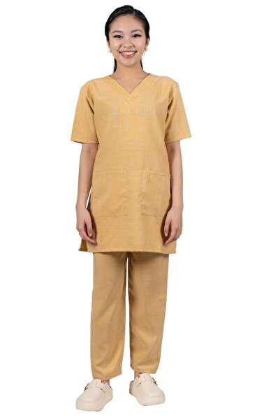 ABSHIR Professional Housemaid/Khadama/Nanny Uniform Set, V-Neck Tunic with Sh...