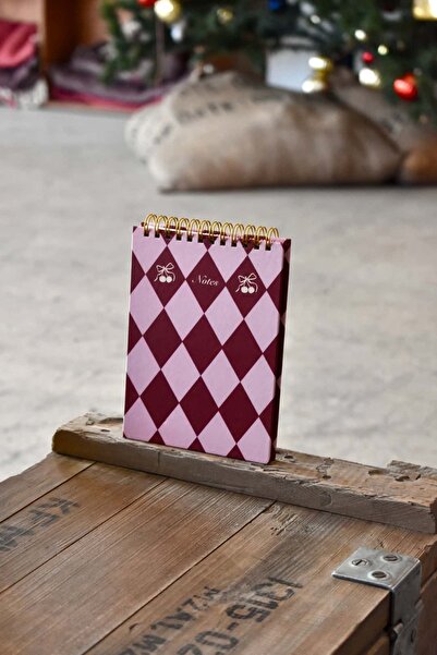 Paper Lab Studio Paper Lab Pembe & Kırmızı Ekose Spiralli Not Defteri (A6)