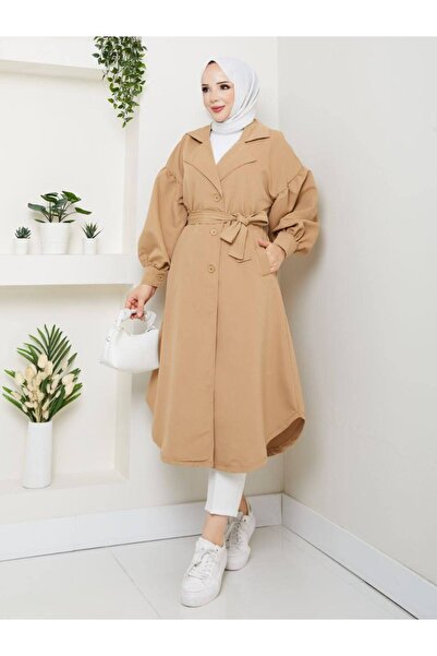 PINTORE Women's Turin Fabric Balloon Sleeve Trench Coat