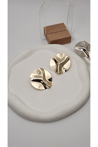 Glithe أقراط نسائية بيضاوية مموجة ذات علامة تجارية