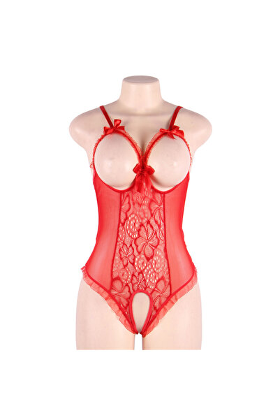 Lingerie and Fashion Style Open Cup Crotchless One-piece Teddy