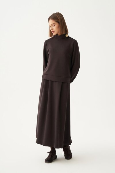 ALLDAY Soft Textured Gold Buttoned Skirt Suit