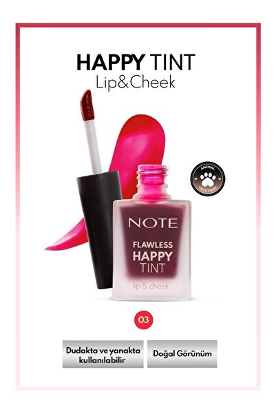 Note Cosmetics Flawless Happy Tint Lip & Cheek Dudak Ve Yanak Renklendirici Likit Allık