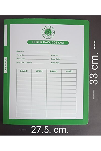 DEFTERSAN Hukuk Avukat Baro Dava İcra Adliye Mahkeme Dosyası Yeşil 10 adet