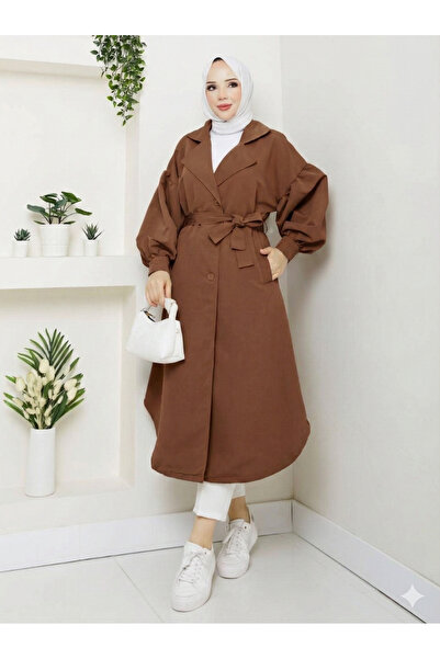 PINTORE Belted Balloon Sleeve Trench