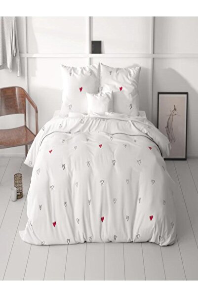 OEM Hearts Everywhere White duvet cover 140x200/220 cm + pillowcase – microfiber, anti-allergic