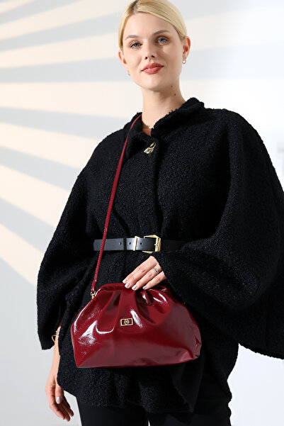 Encool Бордовий жіночий середній розмір сумочка з аксесуарами Gold і ременем ...