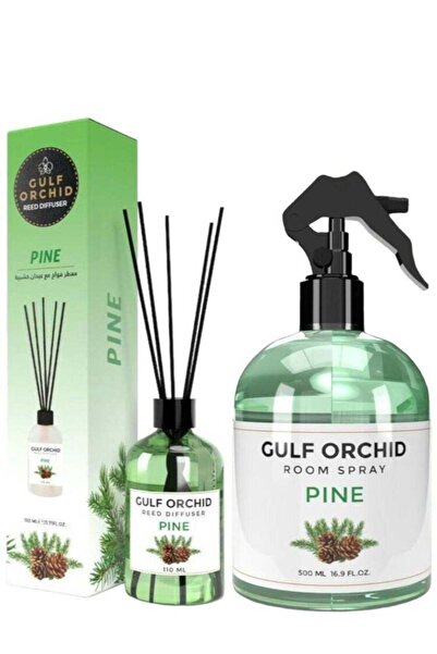 Gulf Orchid Golf Orchid Air Freshener + Reed Diffuser for Home and Office - Pine Scent 500ml+110ml