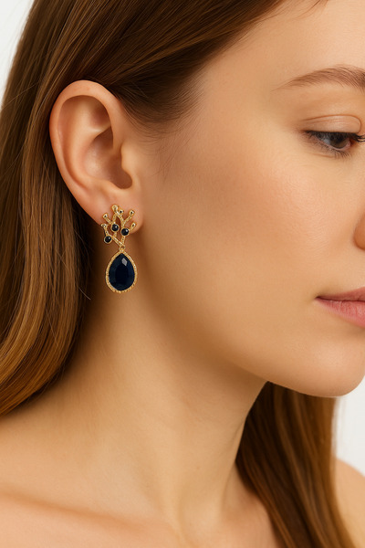 Bittox أقراط نسائية أنيقة من الفولاذ باللون الذهبي مع تفاصيل الحلقات والحلقات...