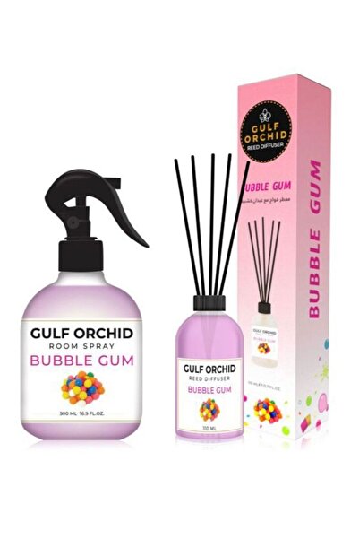 Gulf Orchid Golf Orchid Air Freshener + Reed Diffuser for Home and Office - Bubble Gum Scent 500ml + 110ml