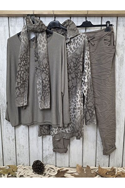 pudubutik Thin Cotton Leopard Print Shirt Mink