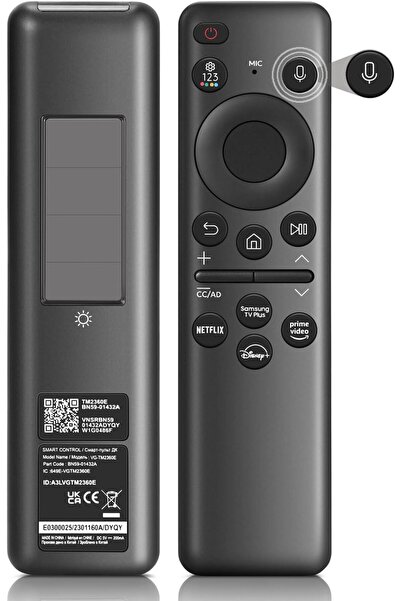 Generic جهاز تحكم عن بُعد صوتي يعمل بالطاقة الشمسية من AZMKIMI BN59-01432A TM2360E لأجهزة تلفزيون سامسونج 2023 Neo QLED/OLED 8K