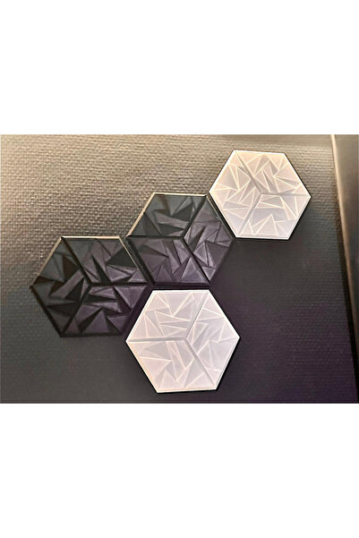 vetria 3D Baskı Geometrik Petek Duvar Paneli | Siyah Beyaz Akustik Dekoratif ...