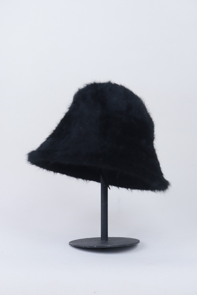 Kapin Yün Bucket Çan Angora Şapka - Siyah