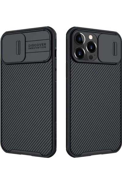 TheMohrim جراب نيلكين كام شيلد برو بغطاء خلفي صلب لجهاز أبل آيفون 13 برو ماكس، أسود