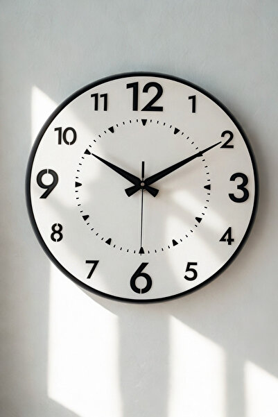 EETC Ev Hediyesi Modern Tasarım Dekoratif Ahşap Duvar Saati Büyük Düz Rakamlı - Sessiz Mekanizma