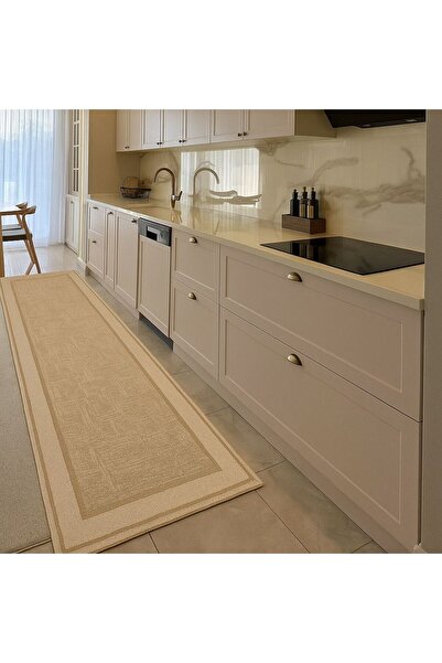 Most Rug Store Digital Baskılı Kaymaz Makinede Yıkanabilir 5496 Jüt Desenli Banyo Mutfak Paspas Halı