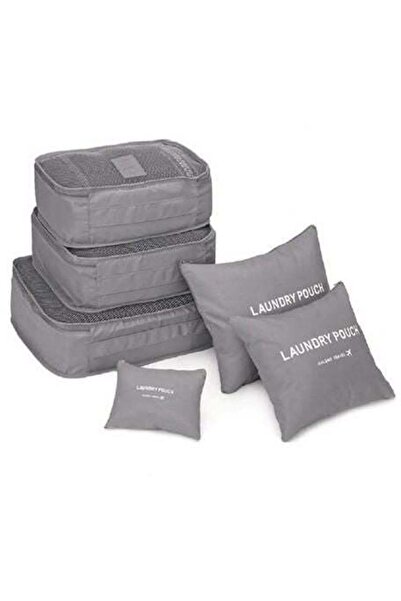 Generic حقيبة تخزين سفر رمادية اللون مكونة من 6 قطع