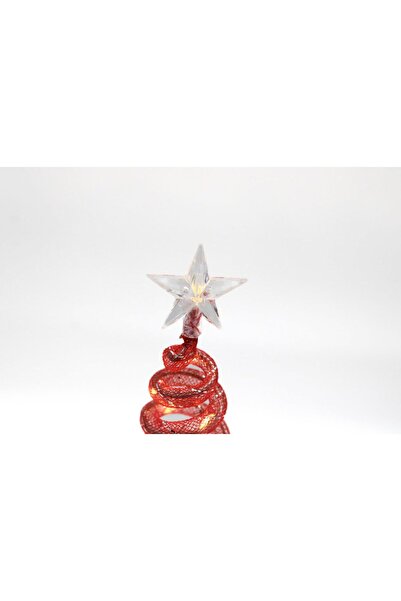 Mado Gallery Tabletop Spiral Christmas Tree 28cm Rotating LED Warm Light Indoor Outdoor Xmas Decor Parties-Red