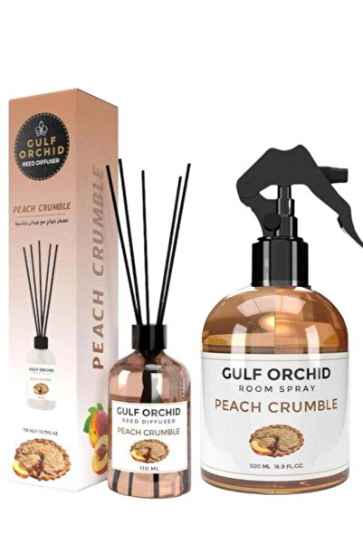 Gulf Orchid Golf Orchid Air Freshener + Reed Diffuser for Home & Office, Peach Crumble Scent 500ml+110ml