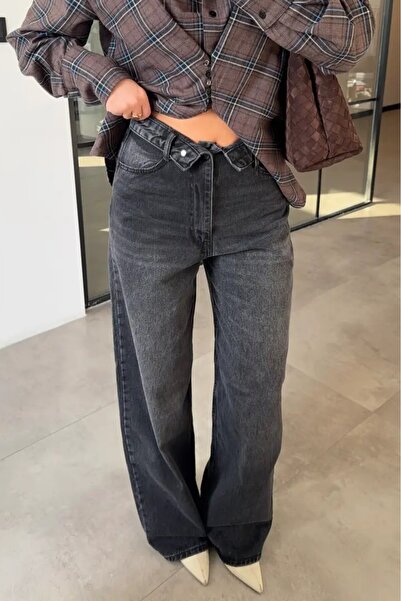 Suziş Oversize Jean Pants with Folding Detail at the Waist Utc009