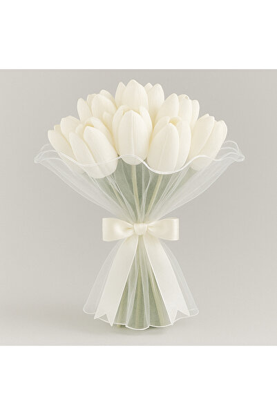 Bioren Islak Lale Gelin Buketi Tüllü Kontef - 10 Adet