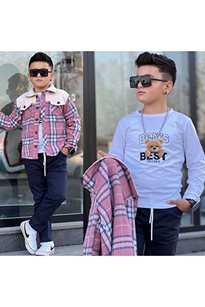 zavera for kids Set de sărbători din 3 piese pentru băiat - Jachetă de flanel...