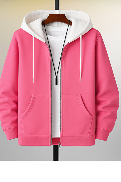 BRLKN سترة كارديجان بقلنسوة وسحاب بألوان متعددة