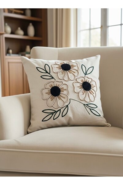 ON-ARS TEKSTİL Pullu & Taşlı Punch Nakışlı Kırlent Kılıfı 1 Adet