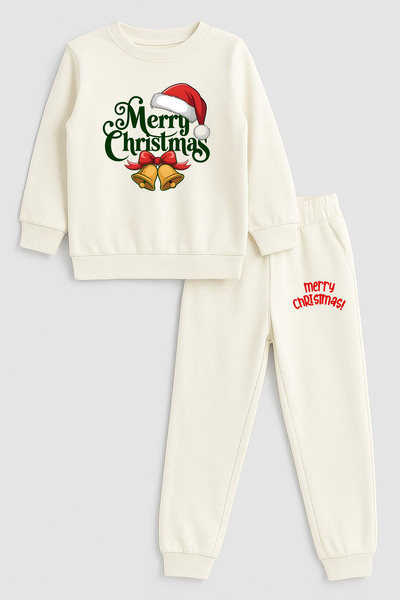 MODA 2026 Crăciun Moș Crăciun Crăciun cu imprimeu guler rotund Ecru Trening p...