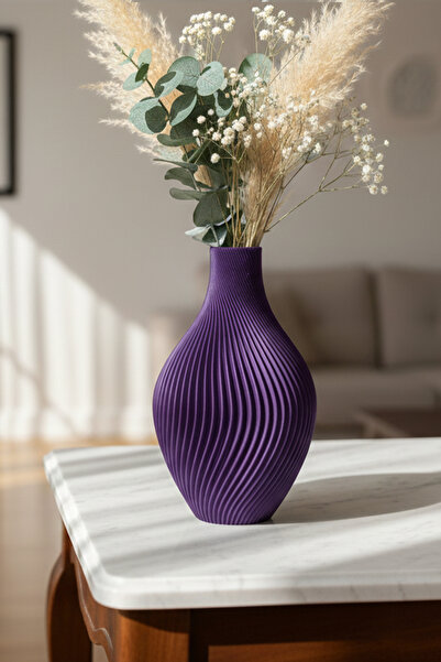 MEK Vază decorativă din plastic cu design spiralat violet (20x12,5cm)