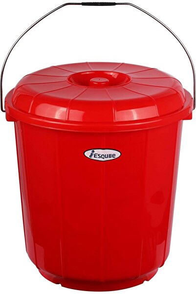 Esqube ® دلو أواسيس مع غطاء 25 لترًا أحمر
