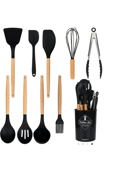 Sardıcı 8 Parça Ahşap Saplı Silikon Spatula Seti – Isıya Dayanıklı Mutfaki Se...