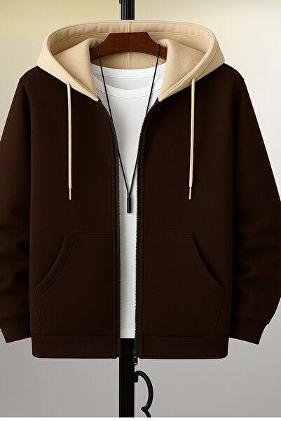 BRLKN سترة كارديجان بقلنسوة وسحاب بألوان متعددة