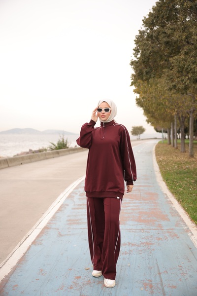 Wovi Women's Hijab Tracksuit Set Double Suit Zippered Collar