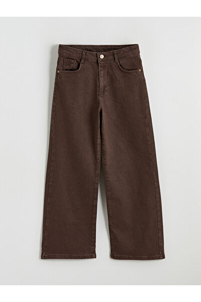 LC Waikiki Καφέ φαρδύ τζιν παντελόνι για κορίτσια