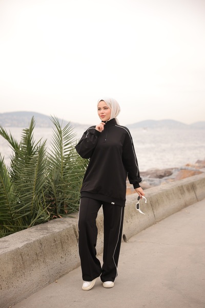 Wovi Women's Hijab Tracksuit Set Double Suit Zippered Collar