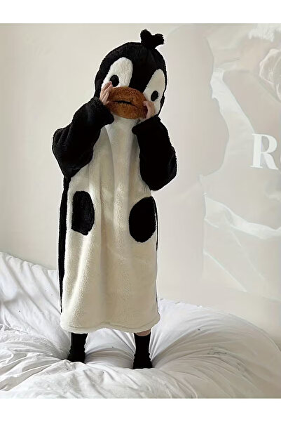 FESECRAFT Γυναικείο βελούδινο σετ πιτζάμες Penguin, με κουκούλα μακρυμάνικα χ...