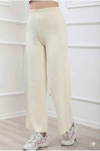 ÖZMODA Wide Leg Elastic Waist Knitwear Trousers