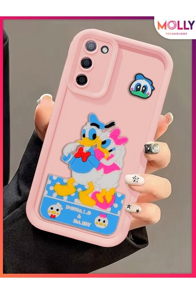 Molly حافظة سيليكون سميكة ذات حواف وردية رملية ثلاثية الأبعاد منقوشة على شكل ...