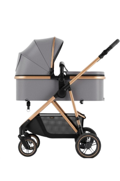 Belecoo 2-in-1 Baby Stroller, Accessory Bag, Suspension, 105 x 95 x 60 cm, Ergonomic Foldable, Belecoo, Gray