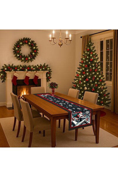 MİNOZA Traversă decorativă de masă cu tematică de Crăciun, cu model de fulgi ...