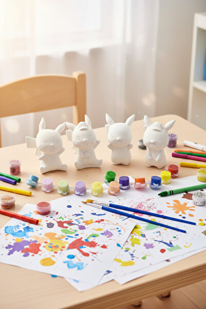 adanaçiçekliatölye POKEMON KARAKTERİ PİKACHU 4 PARÇA BOYAMA SETİ EĞLENCELİ EĞİTİCİ ETKİNLİK SETİ