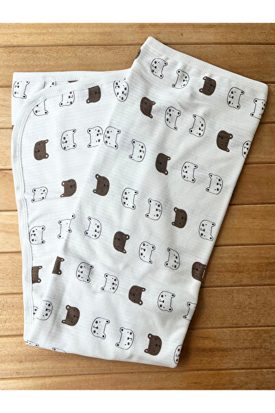 Seçkin 100% Cotton Teddy Bear Report Combed Cotton Baby Blanket – Brown 80×90...
