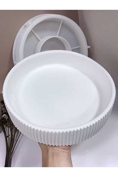 MUM Yuvarlak Çizgili Büyük Silikon Kalıp Epoksi Reçine Beton Dekoratif Takı O...