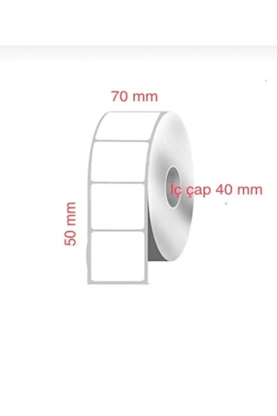 LABEL WORLD Boş Yapışkanlı Kuşe Barkod Etiketi 70mm X 50mm