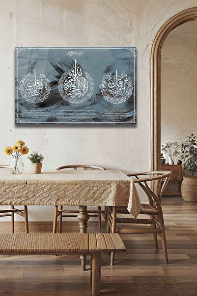 DecorAnatolia Ayetel Kürsi – Felak ve Nas Suresi Hat Sanatı Cam Tablo