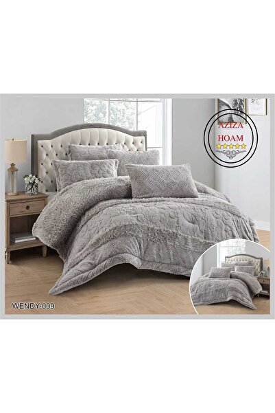 FABRIC Double bed velvet duvet set, 8 pieces, one side faux fur and the other...